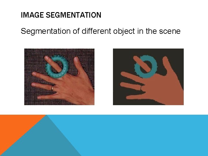 IMAGE SEGMENTATION Segmentation of different object in the scene 