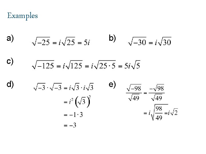 Examples a) b) c) d) e) 