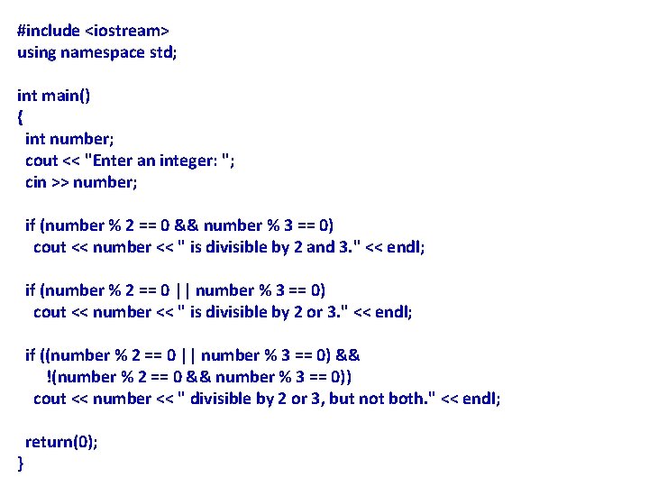 #include <iostream> using namespace std; int main() { int number; cout << "Enter an #include <iostream> using namespace std; int main() { int number; cout << "Enter an