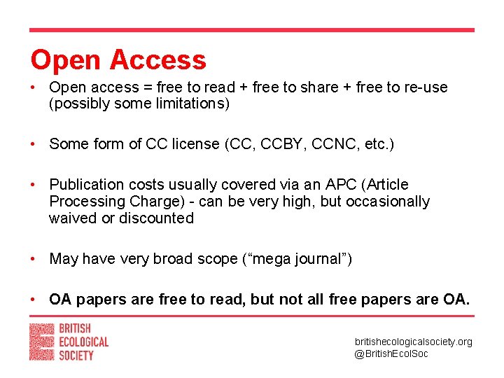 Open Access • Open access = free to read + free to share +