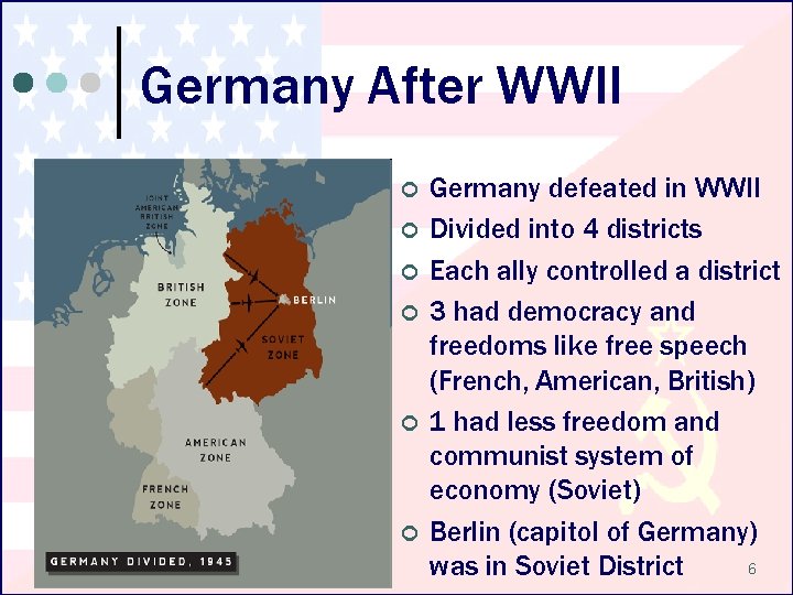 Germany After WWII ¢ ¢ ¢ Germany defeated in WWII Divided into 4 districts