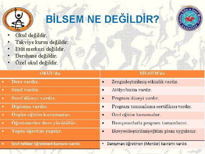 BİLSEM NE DEĞİLDİR? • • • Okul değildir. Takviye kursu değildir. Etüt merkezi değildir. BİLSEM NE DEĞİLDİR? • • • Okul değildir. Takviye kursu değildir. Etüt merkezi değildir.