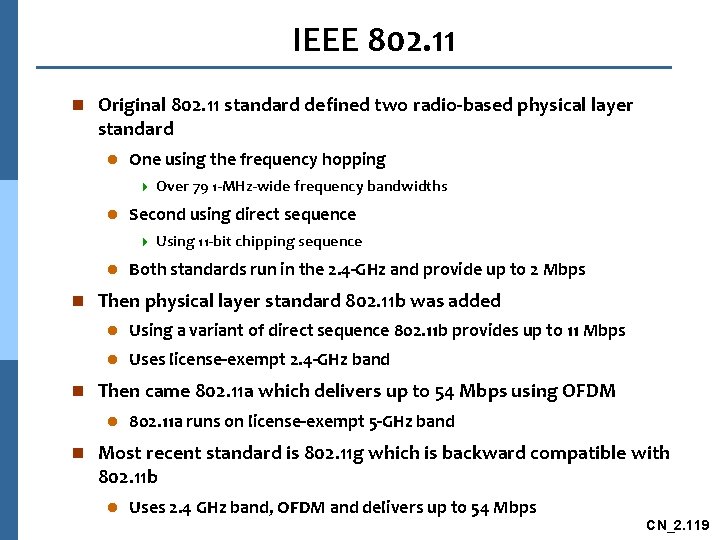 IEEE 802. 11 n Original 802. 11 standard defined two radio-based physical layer standard