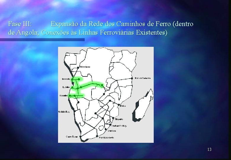 Fase III: Expansão da Rede dos Caminhos de Ferro (dentro de Angola; Conexões às