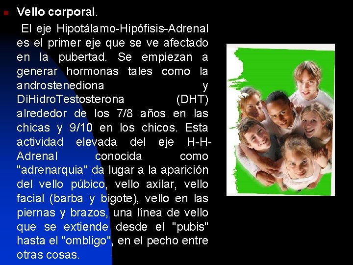 n Vello corporal. El eje Hipotálamo-Hipófisis-Adrenal es el primer eje que se ve afectado