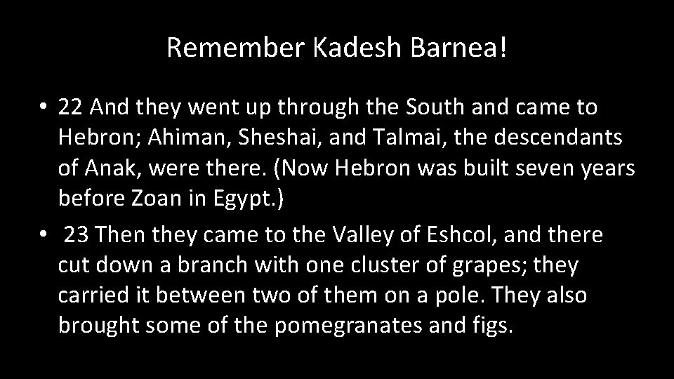 Remember Kadesh Barnea! • 22 And they went up through the South and came