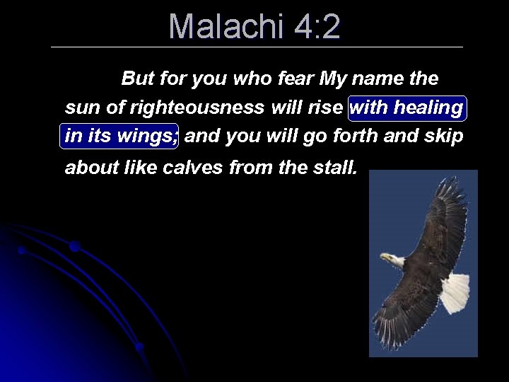 Malachi 4: 2 But for you who fear My name the sun of righteousness