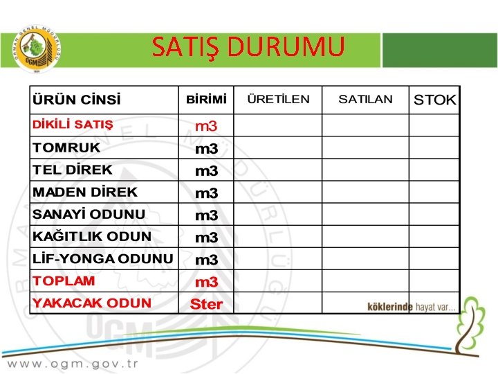 SATIŞ DURUMU 