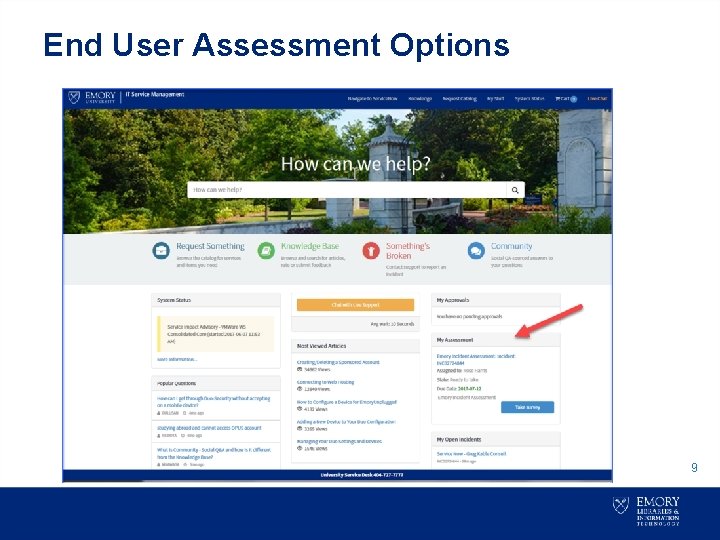 End User Assessment Options 9 
