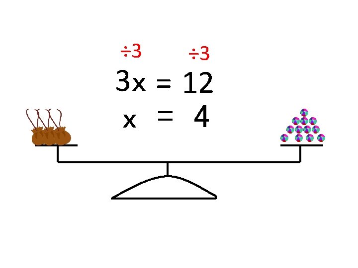 ÷ 3 3 x = 12 x = 4 