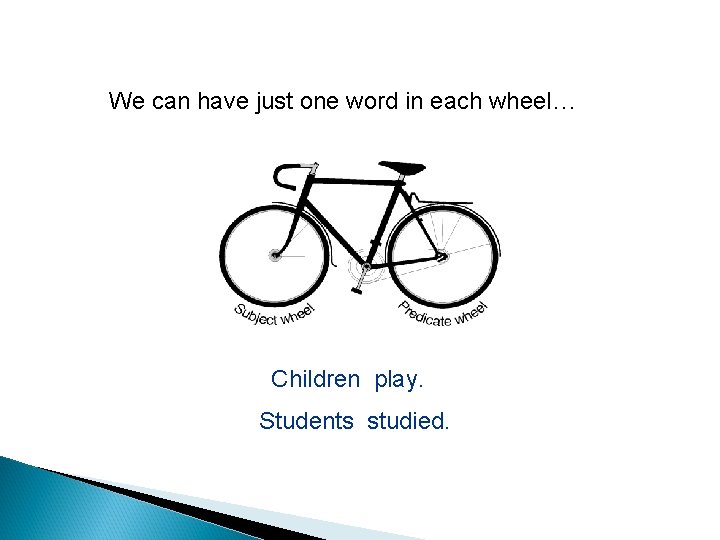 We can have just one word in each wheel… Children play. Students studied. 