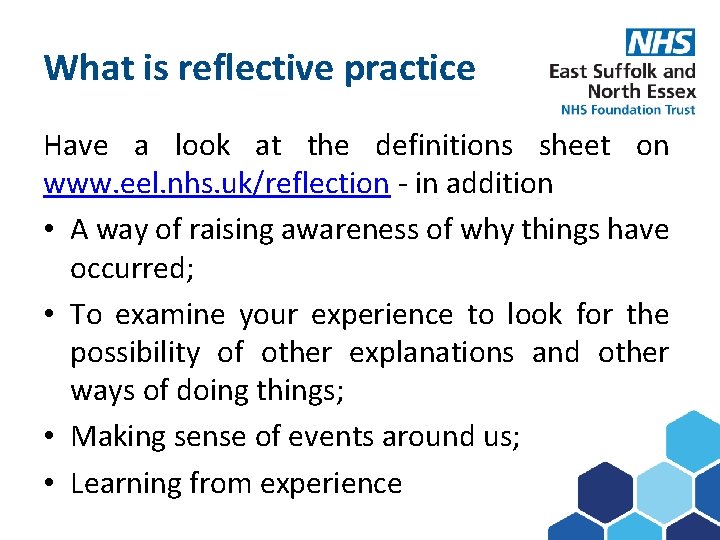 What is reflective practice Subject here Have a look at the definitions sheet on