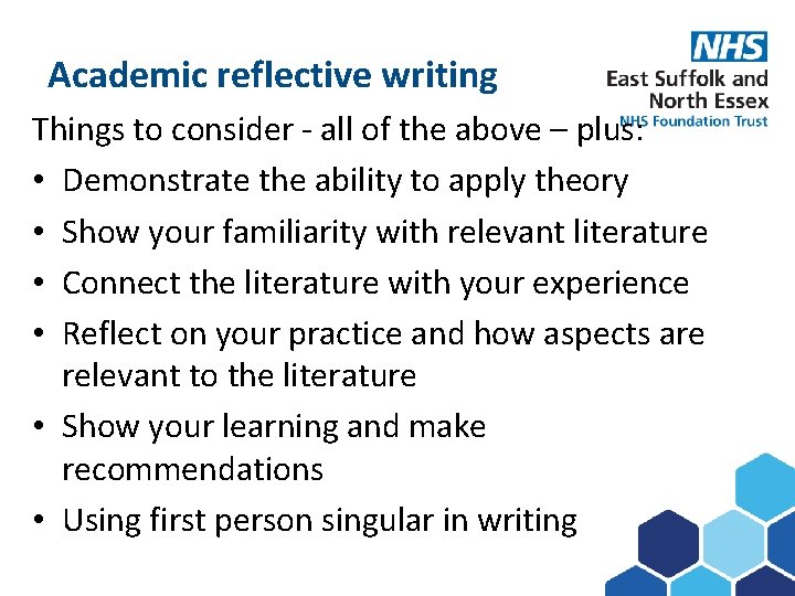 Academic reflective writing Subject hereto consider - all of the above – plus: Things