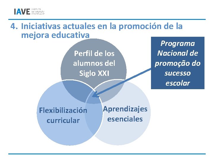 4. Iniciativas actuales en la promoción de la mejora educativa Perfil de los alumnos