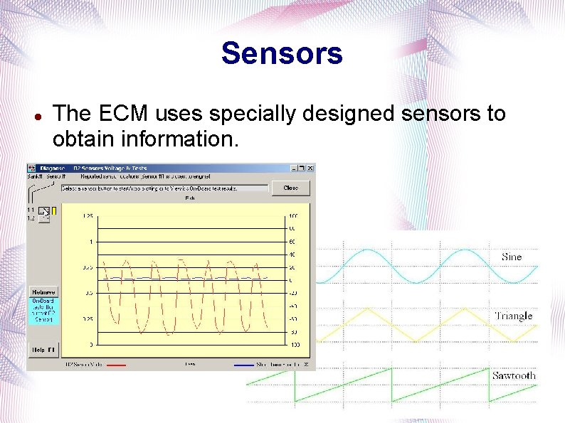 Sensors The ECM uses specially designed sensors to obtain information. 