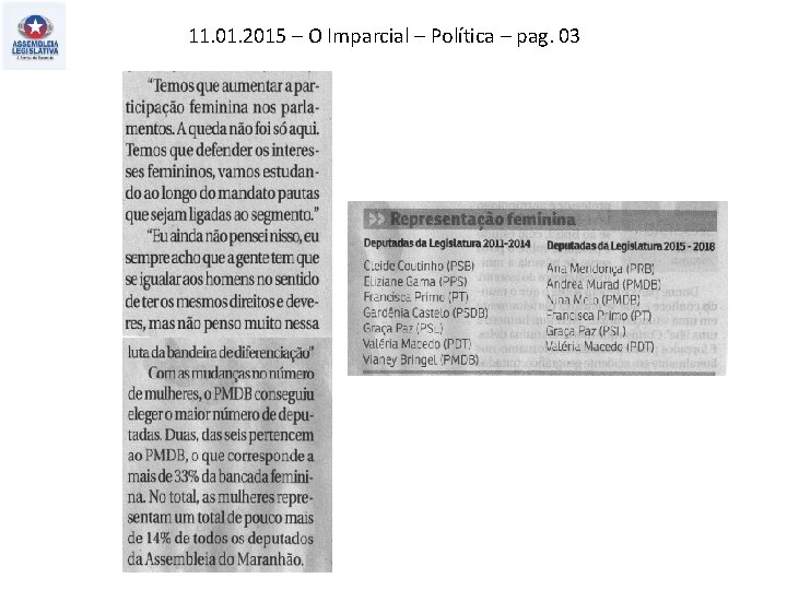 11. 01. 2015 – O Imparcial – Política – pag. 03 