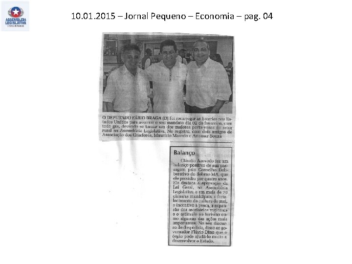 10. 01. 2015 – Jornal Pequeno – Economia – pag. 04 