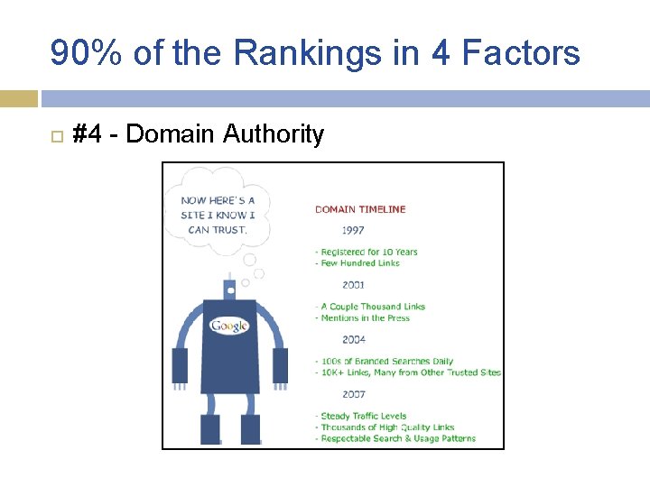 90% of the Rankings in 4 Factors #4 - Domain Authority 