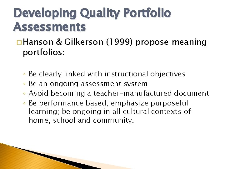 Chapter 9 Portfolio Assessment Lecture by Chris Ross