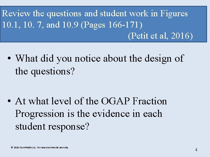 Review the questions and student work in Figures 10. 1, 10. 7, and 10.