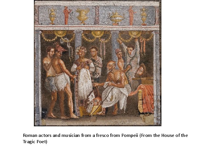 Roman actors and musician from a fresco from Pompeii (From the House of the