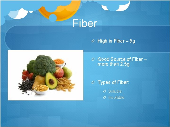 Fiber High in Fiber – 5 g Good Source of Fiber – more than