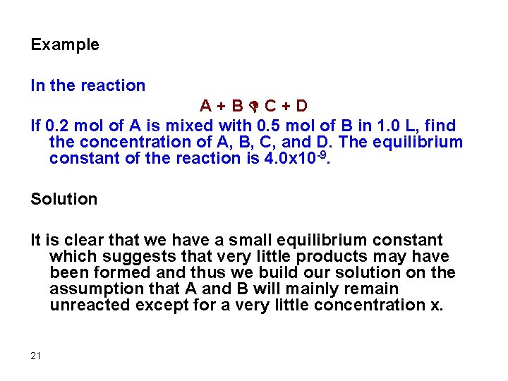 Example In the reaction A+BDC+D If 0. 2 mol of A is mixed with