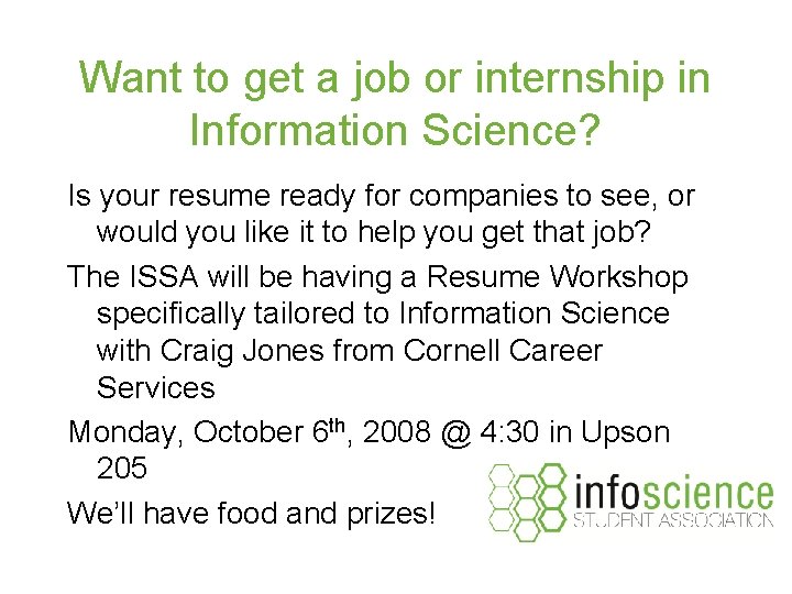 Want to get a job or internship in Information Science? Is your resume ready