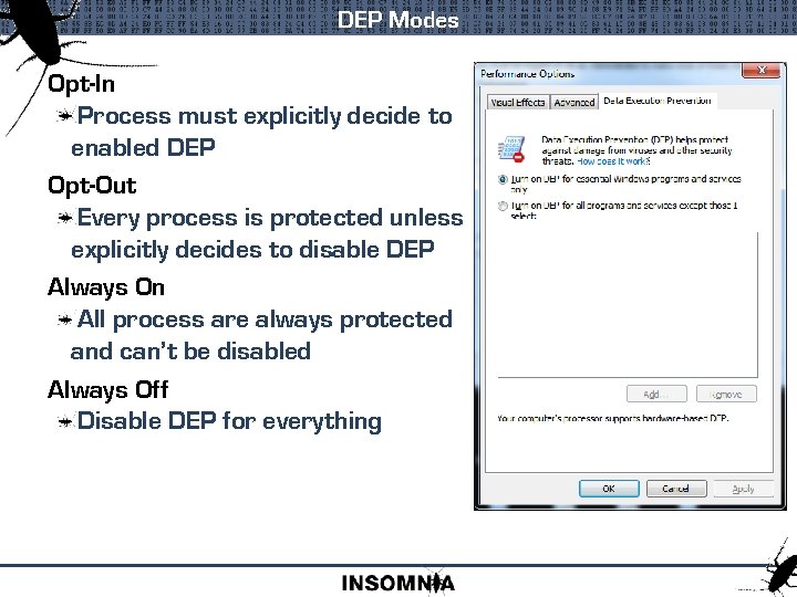 DEP IN DEPTH And other stuff too Bypassing