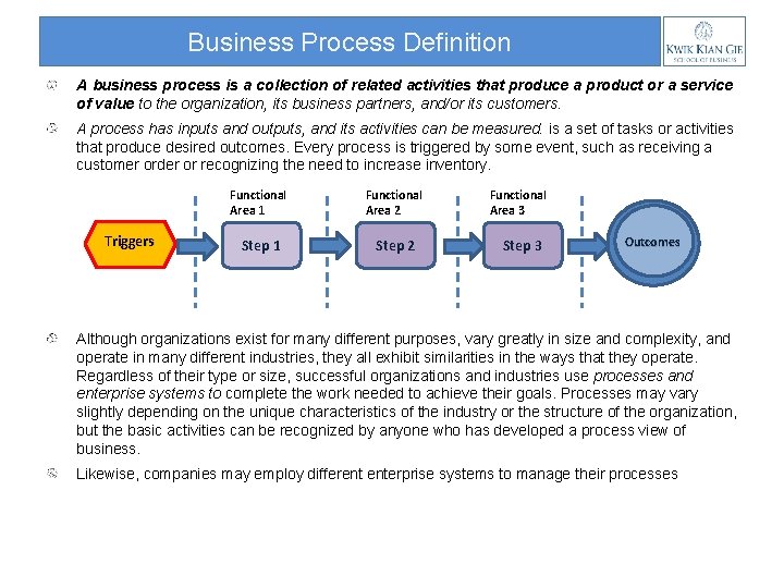 Business Process Definition A business process is a collection of related activities that produce