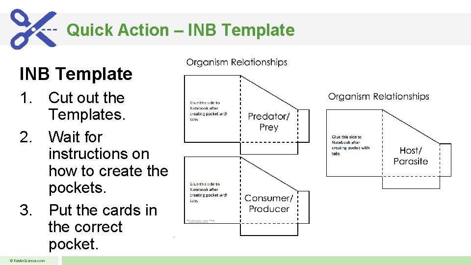 Quick Action – INB Template 1. Cut out the Templates. 2. Wait for instructions