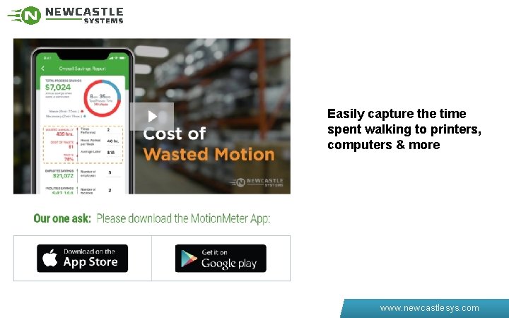 Motion. Meter Easily capture the time spent walking to printers, computers & more www.
