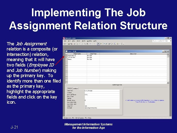 Implementing The Job Assignment Relation Structure The Job Assignment relation is a composite (or Implementing The Job Assignment Relation Structure The Job Assignment relation is a composite (or