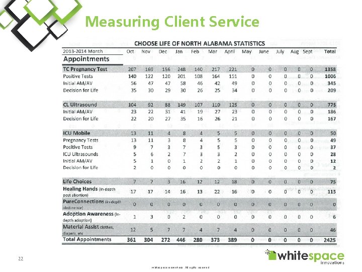 Measuring Client Service 22 whitespace innovations. All rights reserved. 