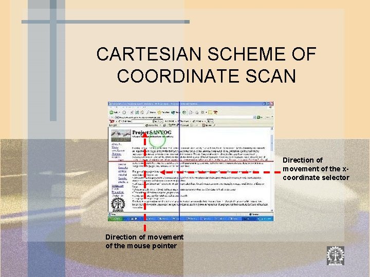 CARTESIAN SCHEME OF COORDINATE SCAN Direction of movement of the xcoordinate selector Direction of