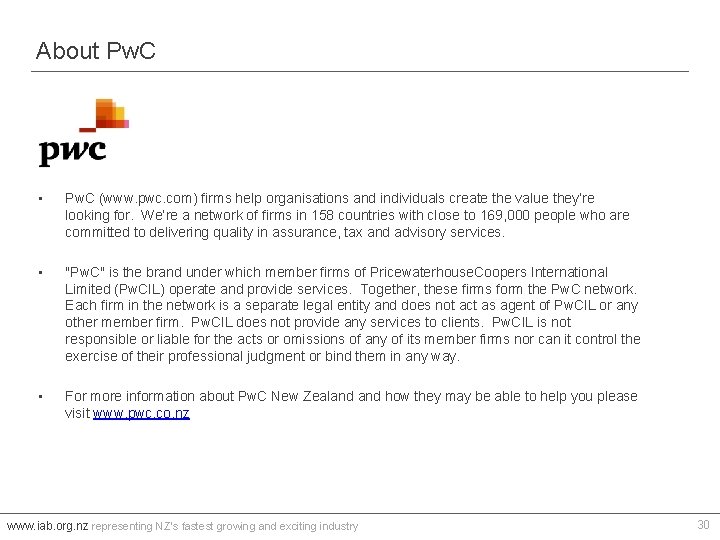 About Pw. C • Pw. C (www. pwc. com) firms help organisations and individuals