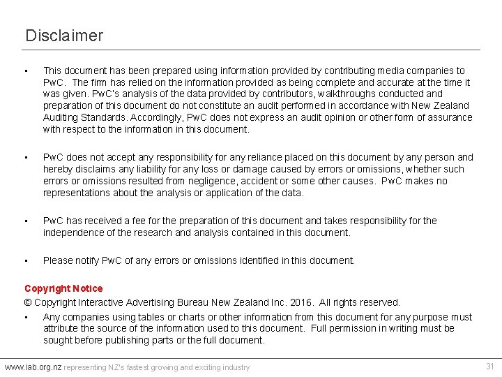 Disclaimer • This document has been prepared using information provided by contributing media companies