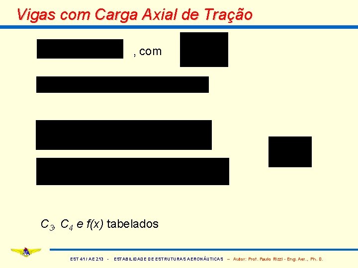 Vigas com Carga Axial de Tração , com C 3, C 4 e f(x)