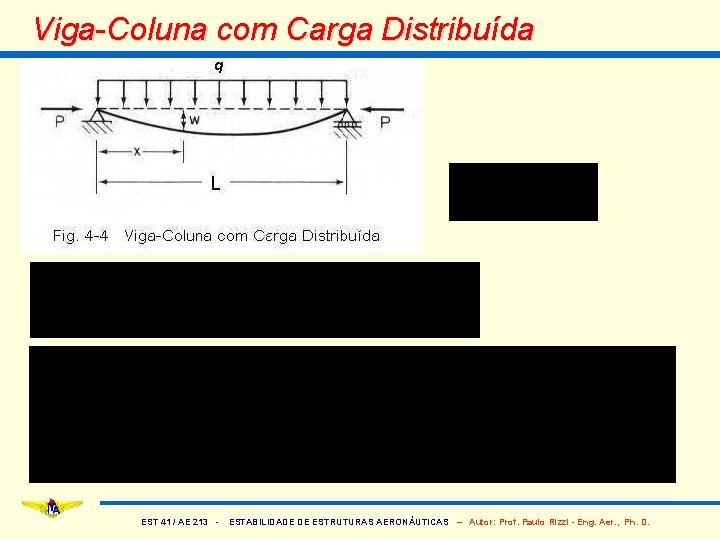 Viga-Coluna com Carga Distribuída EST 41 / AE 213 - ESTABILIDADE DE ESTRUTURAS AERONÁUTICAS