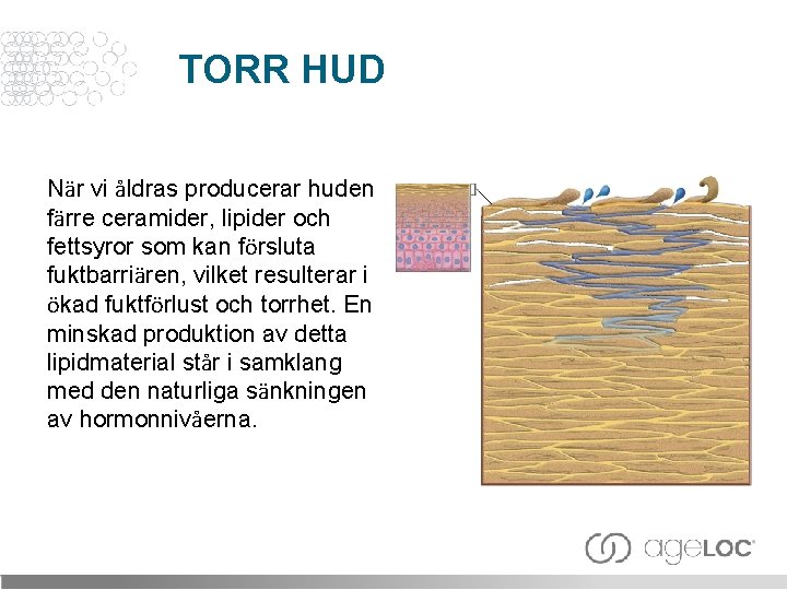 TORR HUD När vi åldras producerar huden färre ceramider, lipider och fettsyror som kan