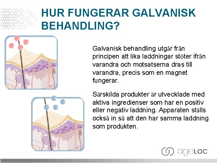 HUR FUNGERAR GALVANISK BEHANDLING? - - Galvanisk behandling utgår från principen att lika laddningar