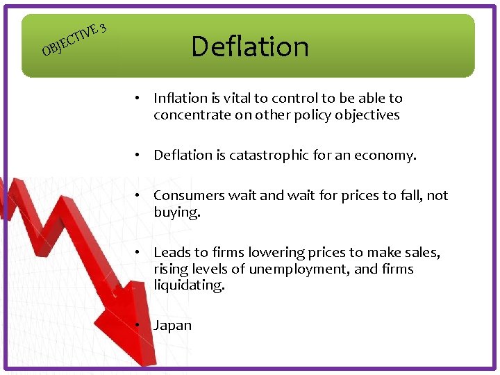 OBJ E 3 E V CTI Deflation • Inflation is vital to control to