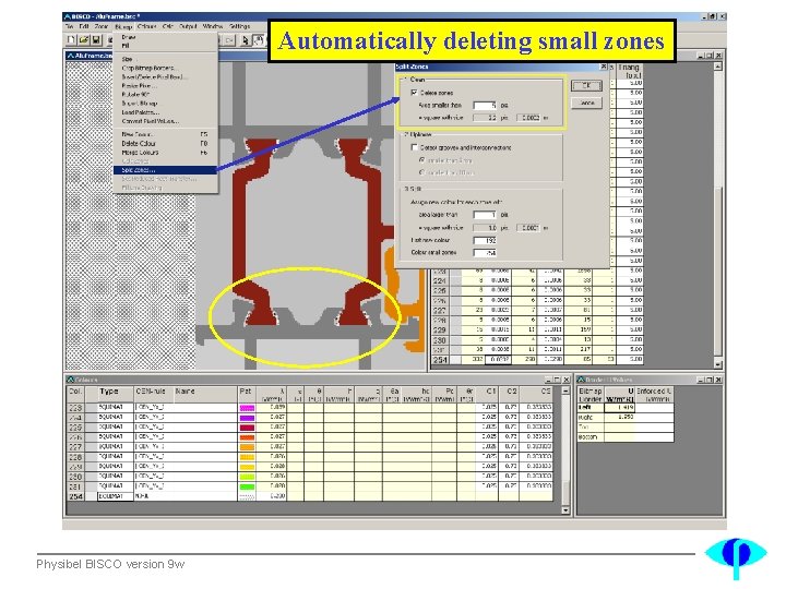 Automatically deleting small zones Physibel BISCO version 9 w 