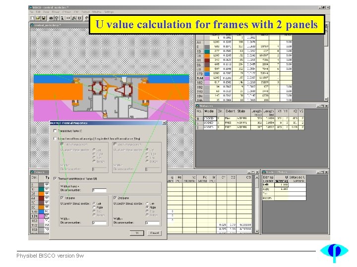 U value calculation for frames with 2 panels Physibel BISCO version 9 w 