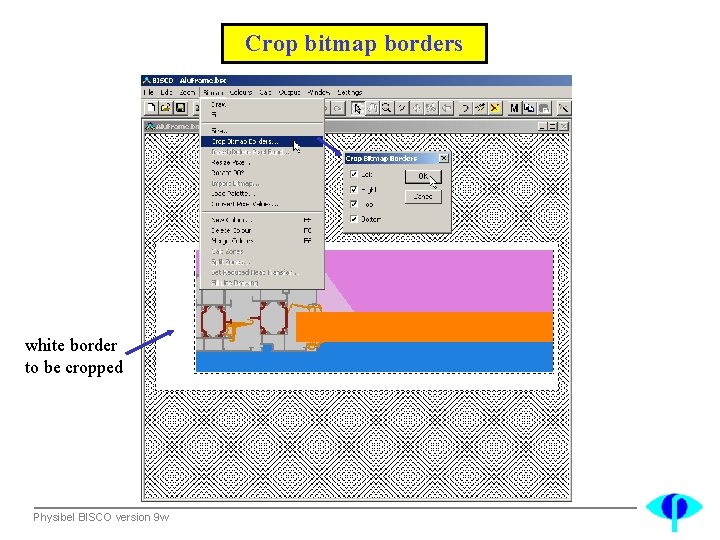 Crop bitmap borders white border to be cropped Physibel BISCO version 9 w 