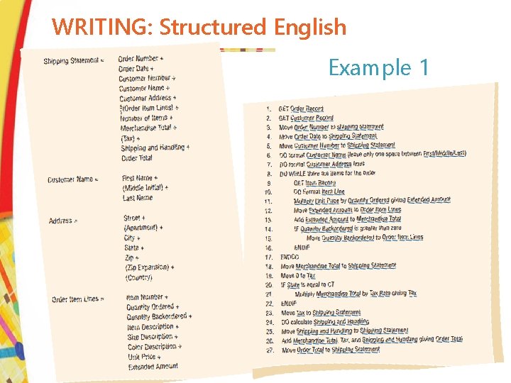 WRITING: Structured English Example 1 