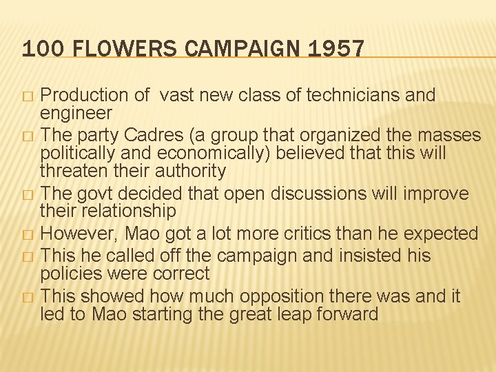 100 FLOWERS CAMPAIGN 1957 Production of vast new class of technicians and engineer �