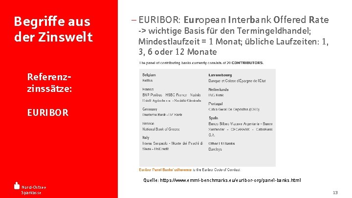 Begriffe aus der Zinswelt - EURIBOR: European Interbank Offered Rate -> wichtige Basis für