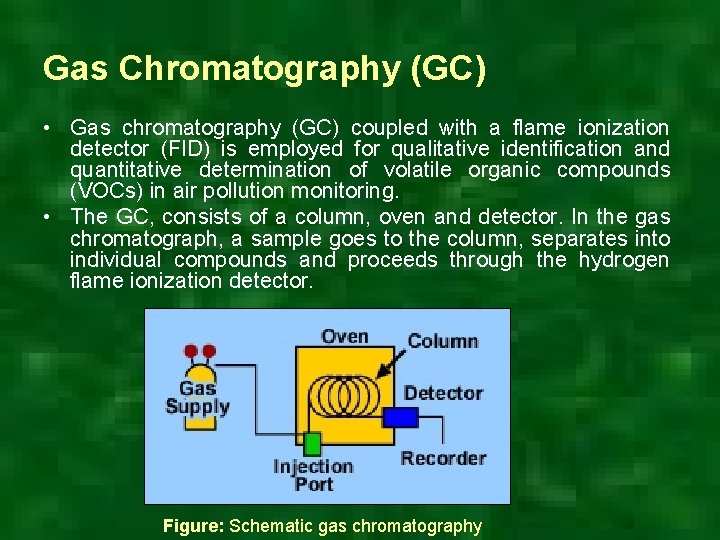 Gas Chromatography (GC) • Gas chromatography (GC) coupled with a flame ionization detector (FID)
