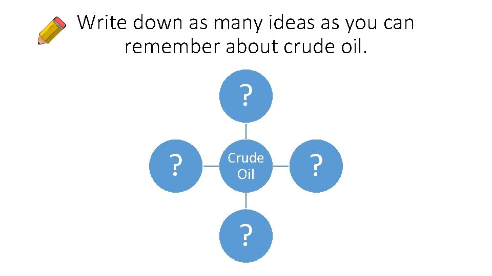 Write down as many ideas as you can remember about crude oil. ? ?